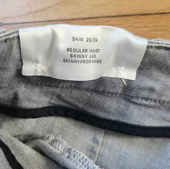 Acne Studios Light Gray Wash Denim Exposed Back Zipper Slim Skinny Jean Trousers - Picture 5 of 6